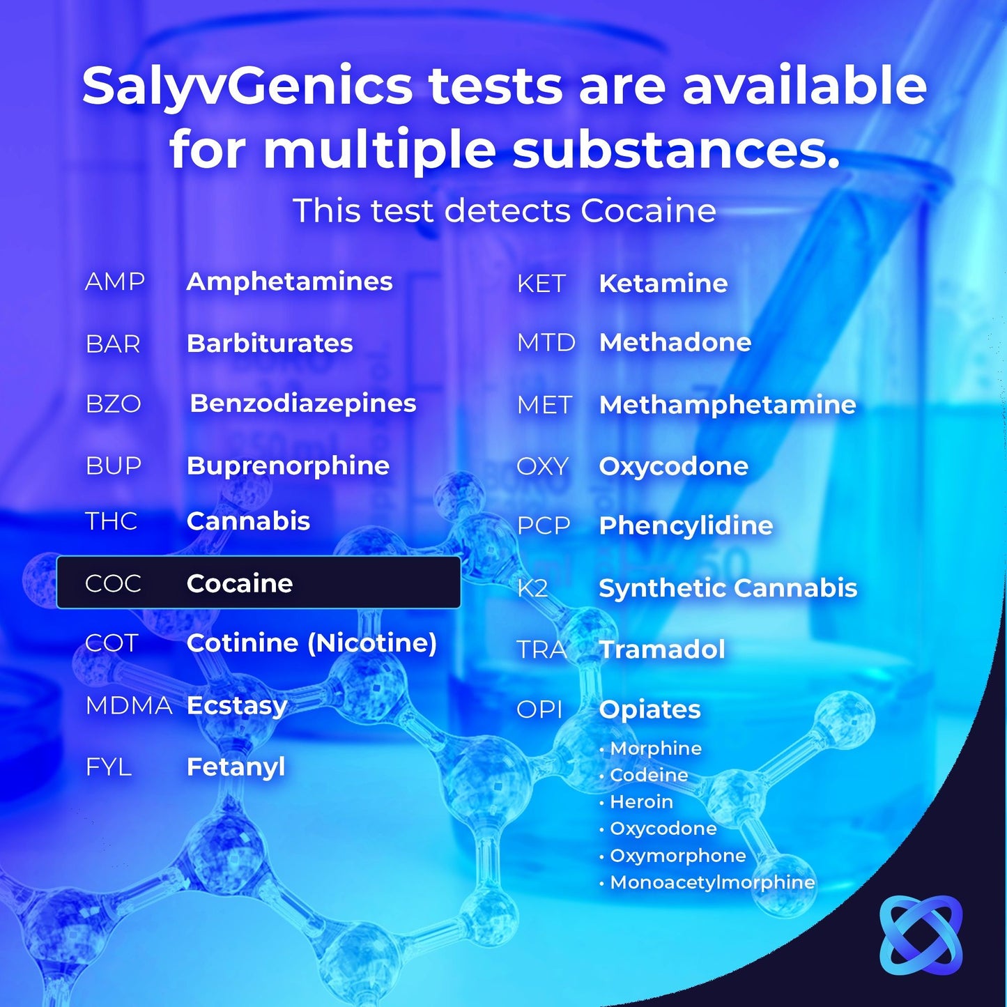 5 Pack, SalyvGenics Cocaine Saliva Drug Test. Rapid Test for Cocaine in Saliva Oral Fluid