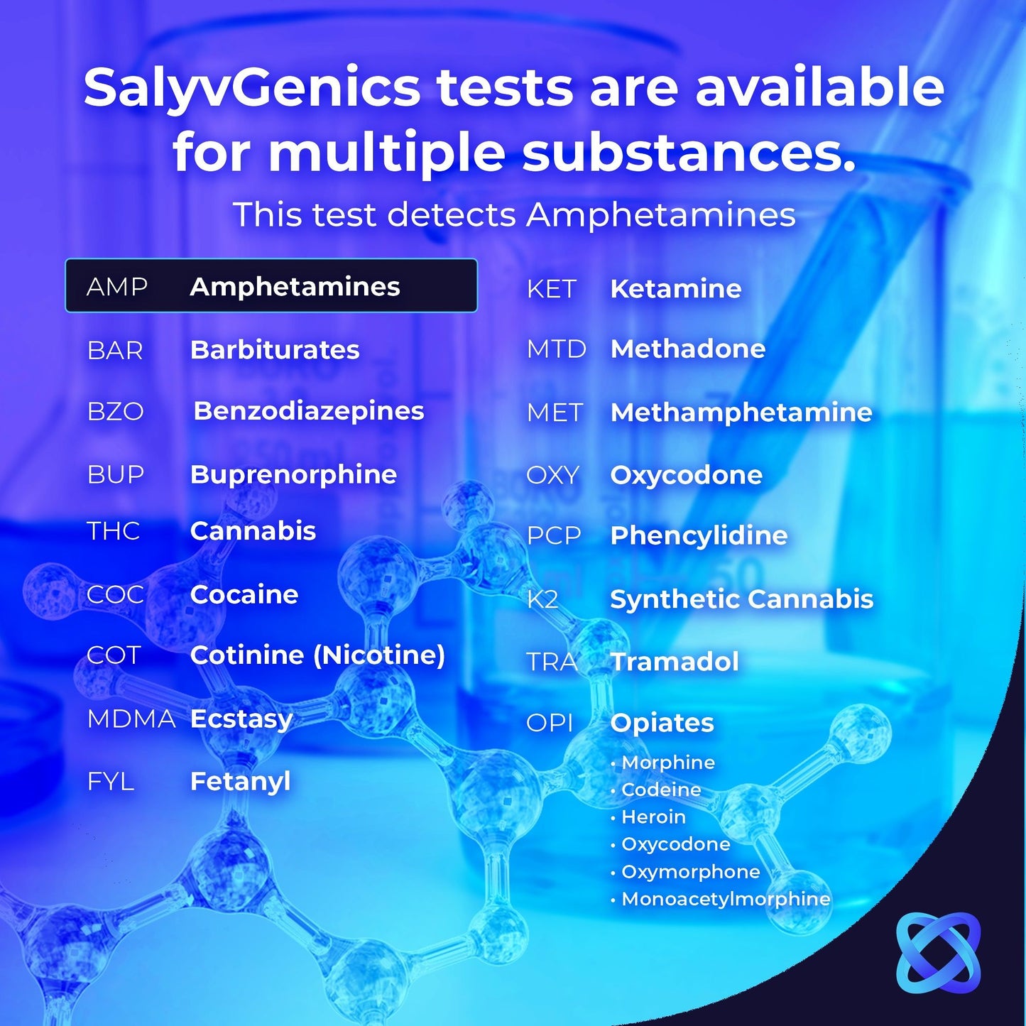 5 Pack, SalyvGenics Amphetamine Saliva Drug Test. Rapid Test for Amphetamines (Speed, Uppers, Whiz) in Saliva Oral Fluid