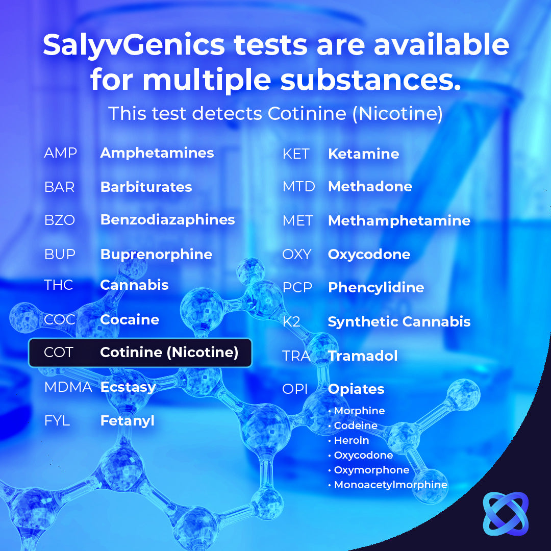 5 Pack, SalyvGenics Nicotine Saliva Test. Test for Nicotine (Cotinine) in Saliva Oral Fluid