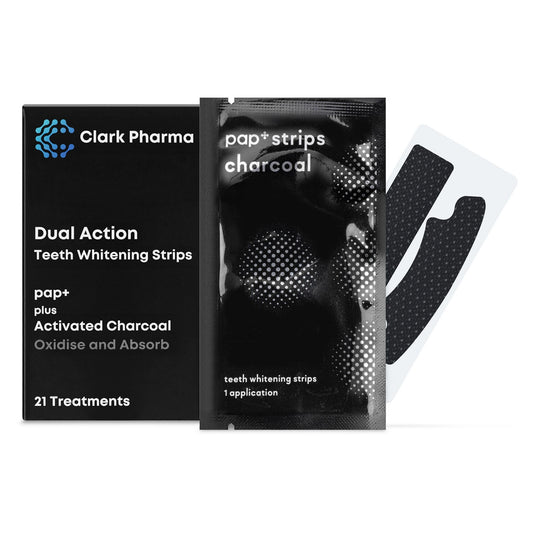 Dual Action Teeth Whitening Strips 21 Treatments. Non-Peroxide Formula (PAP+) Plus Activated Charcoal