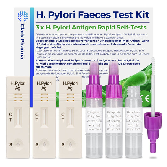 3 Pack, H Pylori Stomach Ulcer Tests. Helicobacter Pylori (H Pylori) Infection Faecal Stool Screen